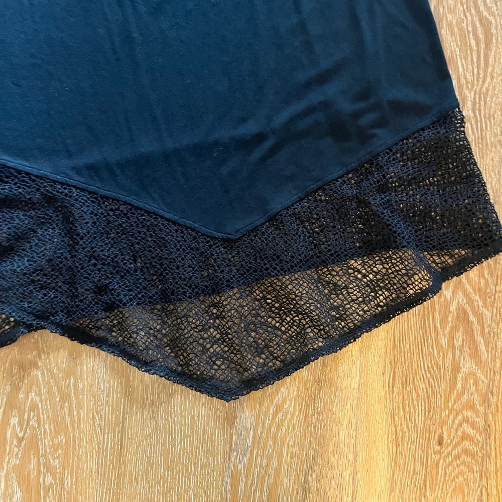 Eileen Fisher Black Women's Stretch Crewneck dress with lace trim - Picture 6 of 10